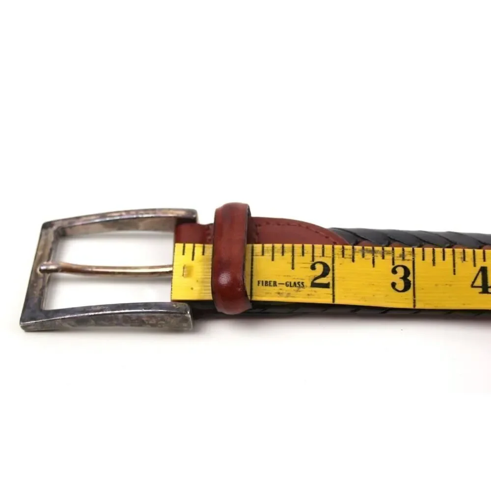 Leather Island BRAIDED BLACK BROWN GENUINE LEATHER 1.25